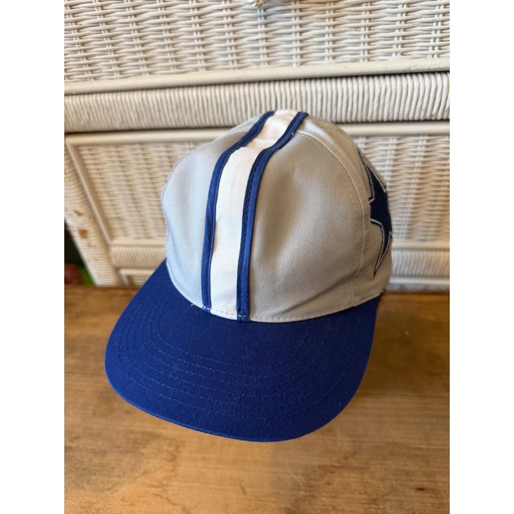 Vtg Dallas Cowboys Annco Snapback Hat NFL Racing Stripe Grey Blue 80s 90s Cap